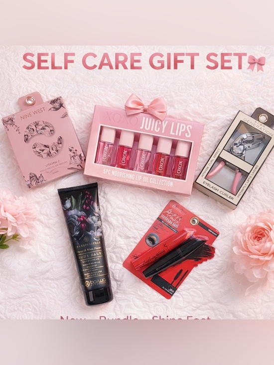 None Other - 🎀 Self Care Gift Set 💄Lip Oils, Celavi Mascara Duo, Spa Lotion + Beauty Tools